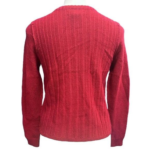 Tahari Cardigan Merino Wool Blend Buckle Snap Ribbed Christmas Holidays - Picture 3 of 7